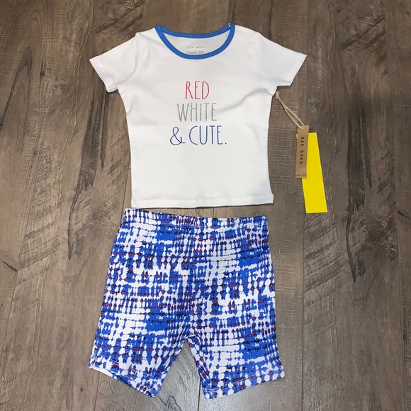 RAE DUNN "RED WHITE & CUTE" pajama set size 5 NWT - Picture 1 of 4